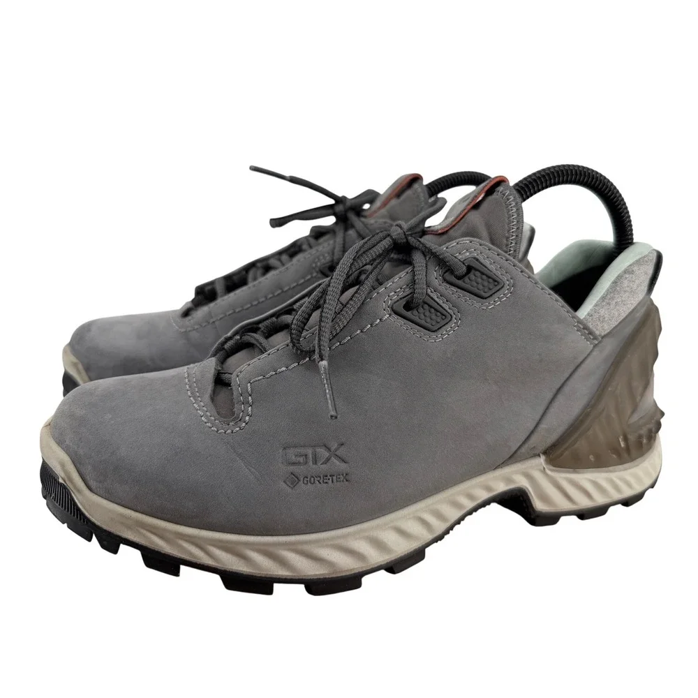 ECCO Exohike Low Gore-Tex Hiking‎ Shows Gray Nubuck Womens 39 US 8-8.5